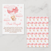 Girl Bear Pink Balloon Baby Shower Book Request エンクロージャーカード (正面/裏面)