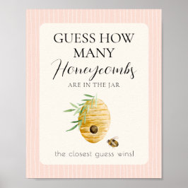 Girl Bee Baby Shower Guess How Many Pink Game Sign ポスター