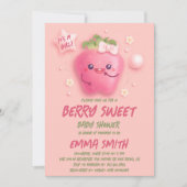 Girl Berry Sweet Strawberry Baby Shower 招待状 (正面)