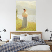 Girl Beside A Fjord キャンバスプリント (インサイチュ (寝室))