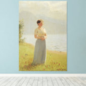 Girl Beside A Fjord キャンバスプリント (インサイチュ (ウッドフロア))