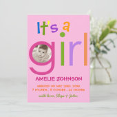 Girl Birth Announcement Photo cardだ 案内状 (スタンド正面)