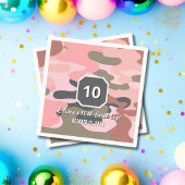 Girl Birthday Pink Green Camouflage Cute Custom 招待状