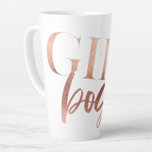 Girl Boss ローズゴールド ブラック テキスト カフェラテマグ
