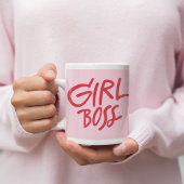Girl Boss 大胆なタイポグラフィ レッド＆ピンク フェミニン コーヒーマグカップ