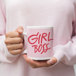 Girl Boss 大胆なタイポグラフィ レッド&ピンク フェミニン コーヒーマグカップ