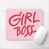 Girl Boss 大胆なタイポグラフィ レッド&ピンク フェミニン マウスパッド (マウス)