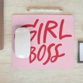 Girl Boss 大胆なタイポグラフィ レッド&ピンク フェミニン マウスパッド