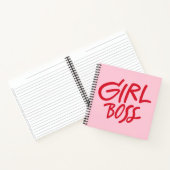 Girl Boss 大胆タイポグラフィ レッド&ピンク フェミニン ノートブック (内部)