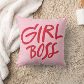 Girl Boss Bold Typography Red & Pink Feminine クッション (ブランケット)