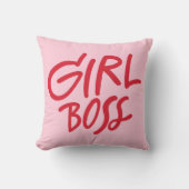 Girl Boss Bold Typography Red & Pink Feminine クッション (正面)