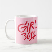 Girl Boss Bold Typography Red & Pink Feminine コーヒーマグカップ (左)