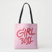 Girl Boss Bold Typography Red & Pink Feminine トートバッグ (正面)