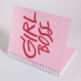 Girl Boss Bold Typography Red & Pink Feminine ノートブック