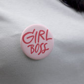 Girl Boss Bold Typography Red & Pink Feminine 缶バッジ