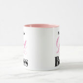 Girl Boss Elegant Script Pink Black Personalised マグカップ (中央)