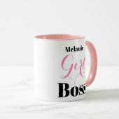 Girl Boss Elegant Script Pink Black Personalised マグカップ (正面右)