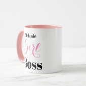 Girl Boss Elegant Script Pink Black Personalised マグカップ (正面左)