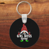 Girl Boss Gnome Buffalo Plaid Matching Family Chri キーホルダー (正面)