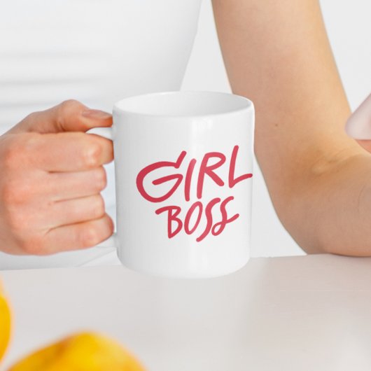 Girl Boss Red Bold Typography Feminine Girly コーヒーマグカップ
