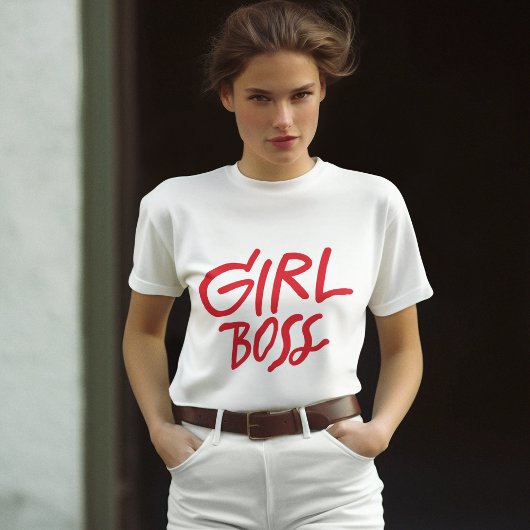 Girl Boss Red Bold Typography Feminine Girly Tシャツ