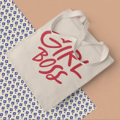 Girl Boss Red Bold Typography Script Feminine トートバッグ