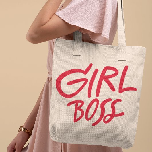 Girl Boss Red Bold Typography Script Feminine トートバッグ