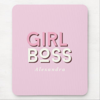 Girl Boss Retro Minimal Pink  マウスパッド