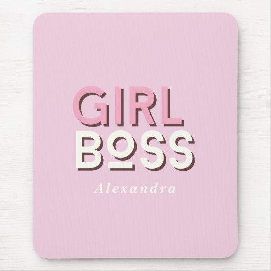 Girl Boss Retro Minimal Pink  マウスパッド (正面)