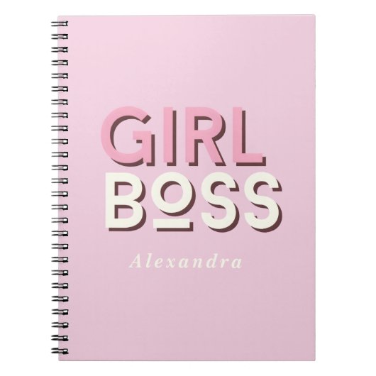 Girl Boss Retro Minimal Pink Notebook ノートブック (正面)