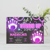 Girl Bowling Invitation Glow Neon Birthday Party 招待状 (スタンド正面)