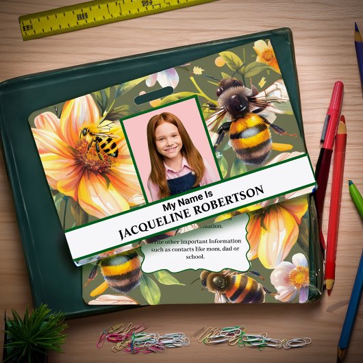 Girl Boy Child Photo Name School ID Card Custom バッジ