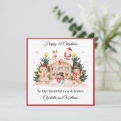 Girl Boy First Christmas Gingerbread Santa Card シーズンカード (スタンド正面)