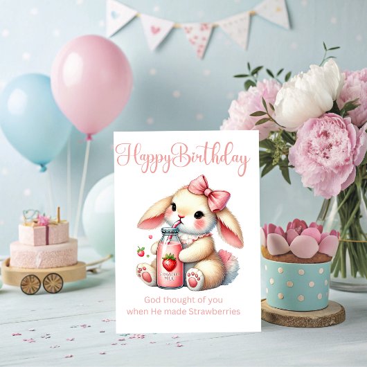 Girl Bunny Christian Greeting Card カード