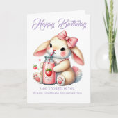 Girl Bunny Christian Greeting Card カード (正面)