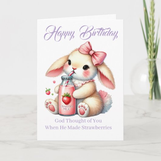 Girl Bunny Christian Greeting Card カード (正面)
