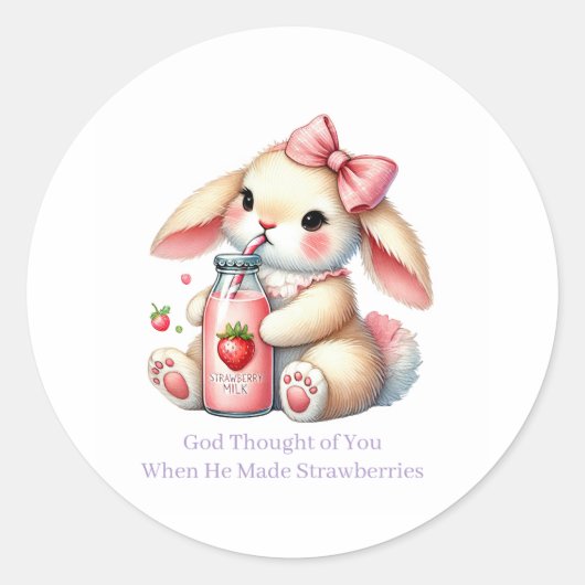 Girl Bunny Christian Round Stickers ラウンドシール (正面)