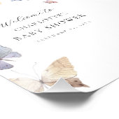 Girl Butterfly Baby Shower Welcome Sign フォトプリント (角)