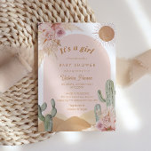 Girl Cactus Desert Baby Shower Southwestern 招待状
