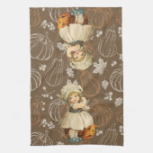 Girl Carving Apple Halloween キッチンタオル (縦)