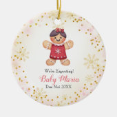 Girl Christmas Cookies親を待っている セラミックオーナメント (正面)