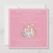 Girl Circus Baby Shower Invitation 招待状 (正面)