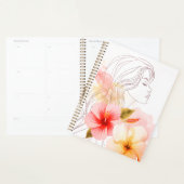Girl close her eyes whithe flower-watercolor  プランナー手帳 (ディスプレー)