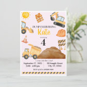 Girl Construction Birthday Invitation 招待状 (スタンド正面)