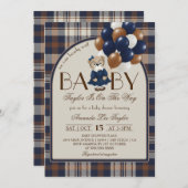 Girl Coquette Bear Baby Shower 招待状 (正面/裏面)