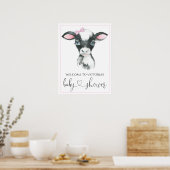 Girl Cow Farm Baby Shower Signs ポスター (キッチン)