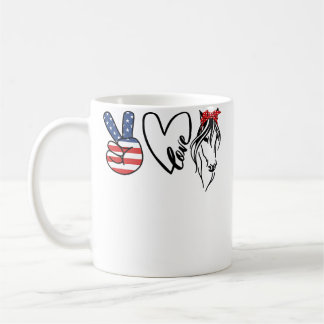 Girl Cowgirls Americana Peace Love Horses Horse Ri コーヒーマグカップ