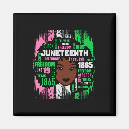 Girl Cute Aka Junefuth Tee Black History America マグネット (正面)