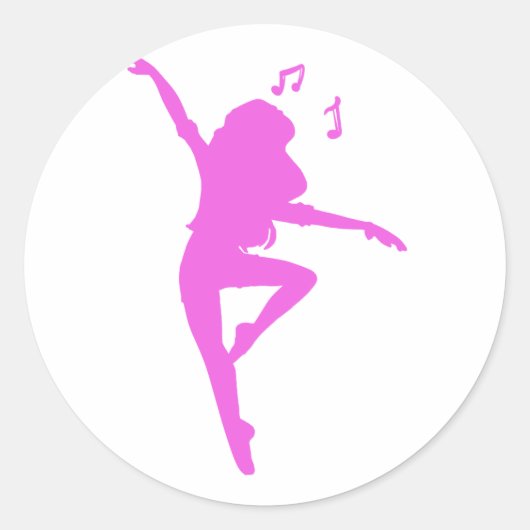 Girl dancer silhouette – 背景色を選択 ラウンドシール (正面)