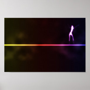 Girl-dancin-on-neon-light-line121踊り影A ポスター